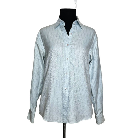 Talbots baby blue cotton wrinkle resistant long sleeves button shirt size 2 - Picture 1 of 8